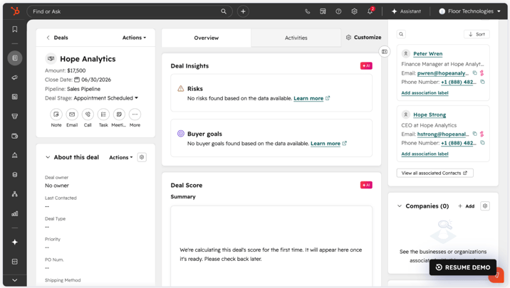 Revenue hub Hubspot