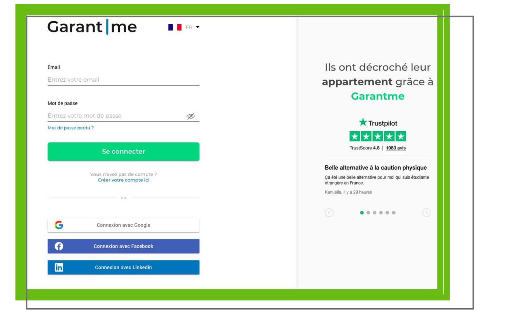 landing page garantme