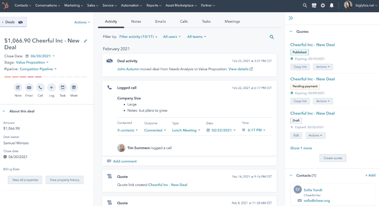 transaction hubspot